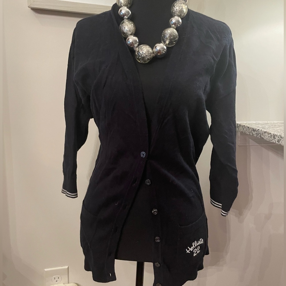 Hollister Navy Cardigan - 3/4 Sleeves
